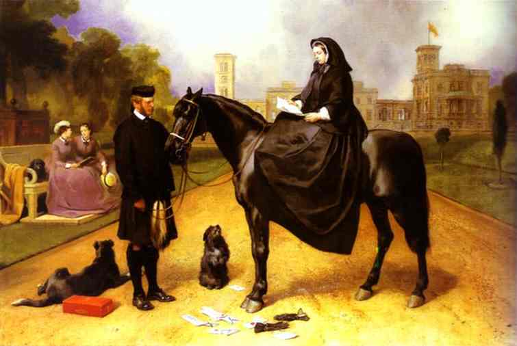 Королева Виктория и Джон Браун на прогулке, 1866 год, художник Sir Edmund Landseer